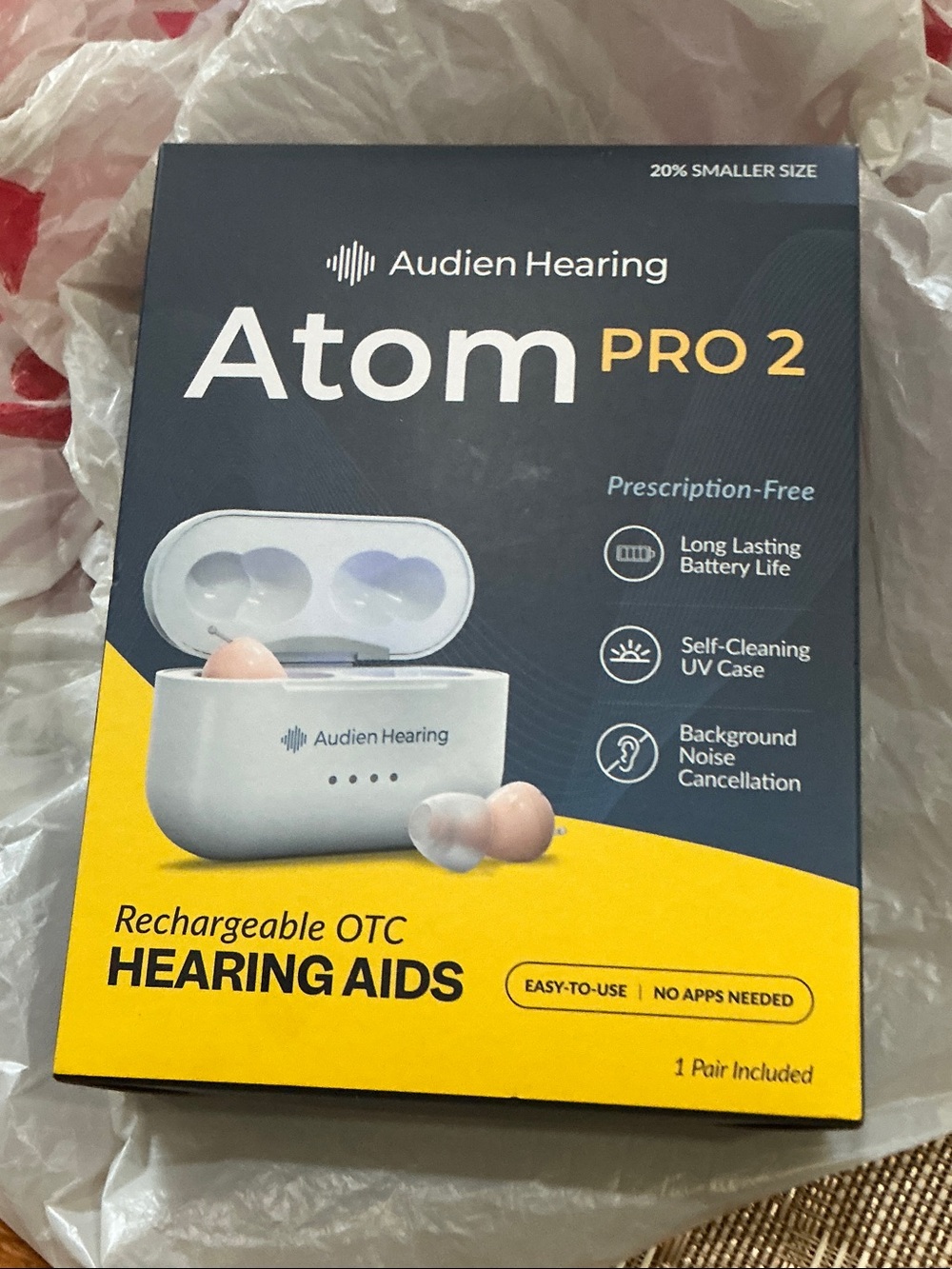 Audien Hearing Atom Pro 2 Rechargeable OTC Hearing Aids - White